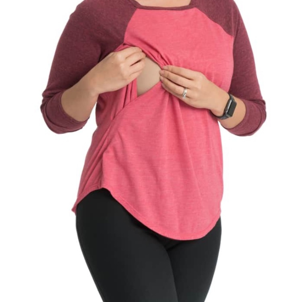 Bun Maternity Raglan Sleeve Maternity/Nursing Top